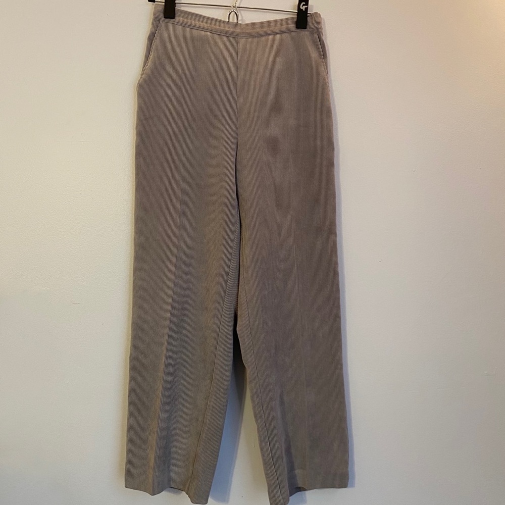 Grey Corduroy Straight Leg Pants